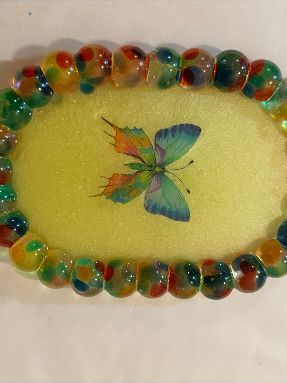 Kids Multicolor Beaded Trinket tray Rainbow Dot Design